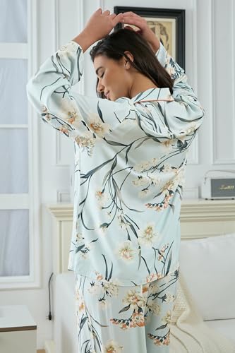 Image of YiNi LuLu Womens Pajamas Set 2 Piece Long Sleeve Sleepwear Button Down Pjs Lounge Set Nightwear with Pockets