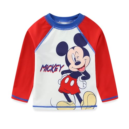 Disney Mickey Mouse Baby Boys UPF 50+ Rash Guard, Swim Trunks and Sun Hat with Ears 3 Piece Bathing Suit Set for Infants2