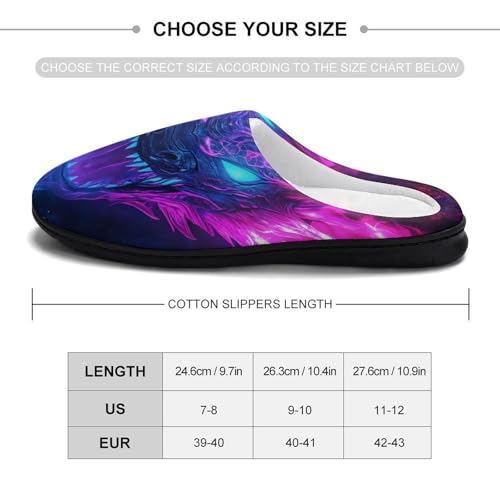 Glowing Neon Dragon Women's Cotton Slippers Indoor Outdoor Slip-on Warm House Shoes with Anti-Skid Rubber Sole2