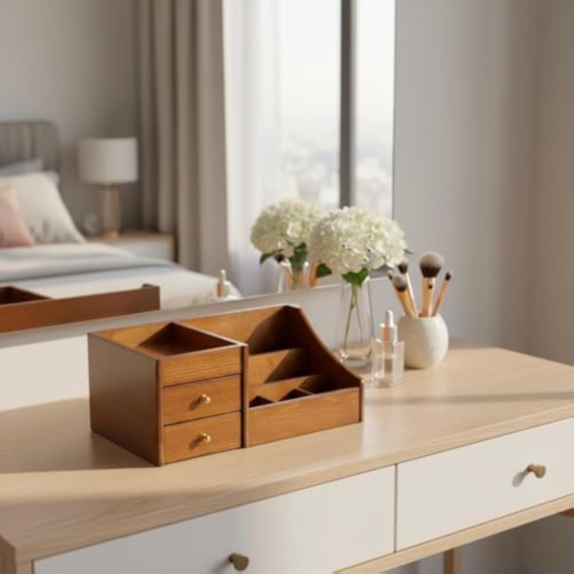 Space-Saving Wooden Makeup Organizer
