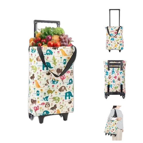 Carrito Rodante Bolsa De Compras - Bolsa Plegable Portátil con Ruedas | Fácil De Transportar Y Almacenar | Coche De Compras para Exterior Playa Tienda Hogar Fruta