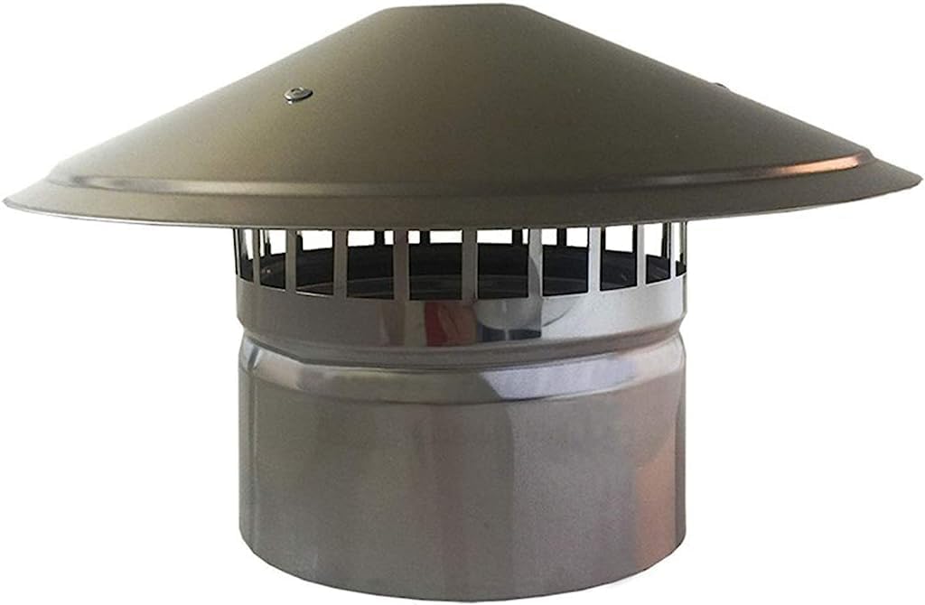 Chimney Cowl Stainless Steel Pipe Line Cover Protector Cap Duct Ventilation Cap Rain Hat with Hood Roof Cowl Bird Guard 200mm (200mm)