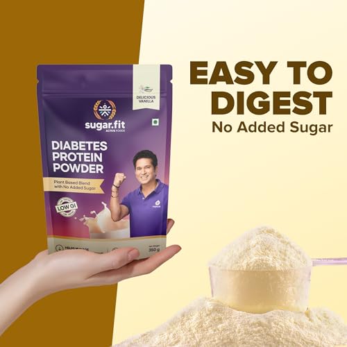 Image of Sugar.Fit Diabetic Protein Powder Vanilla 350g | Plant-Based, Vegan, Sugar Free Protein | Helps Manage Blood Sugar & Weight | High Fiber Pea Protein Isolate for Diabetic Men & Women