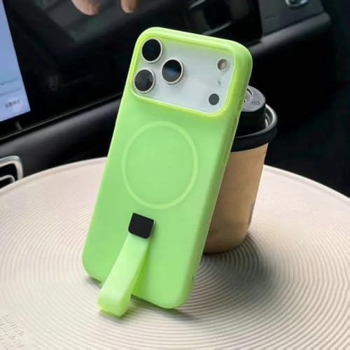 Coque de chargement magnétique iPhone 16 Pro et sa dragonne anti-chute verte