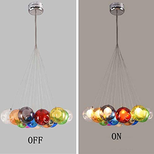 Plafonnier design en verre soufflé multicolore pour salon chic
