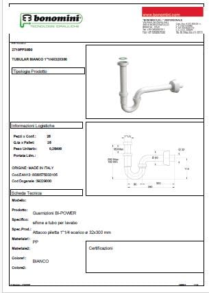 Image of Bonomini P Trap for Wash Basin & Kitchen Sink, 1 inch1 /4, PP Material, Off White, Modern Style