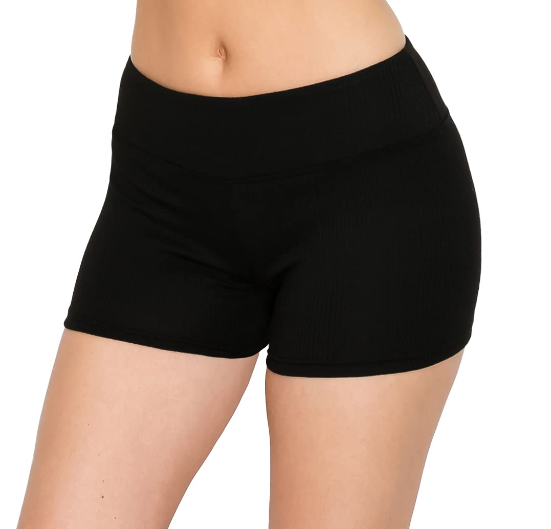 ALWAYS Faux Leather Shorts - High Waist Active Stretch Yoga Short Pants for Women