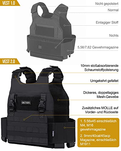 Chaleco táctico de bajo perfil OneTigris porta placas para airsoft y cs 2