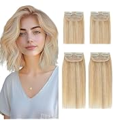 SEGOHAIR 4 Pcs Clip in Short Hair Extensions Hair Toppers for Women Real Human Hair for Women Wit...