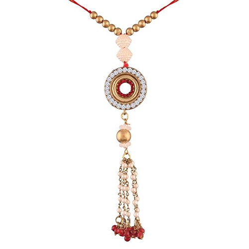I Jewels Gold Plated Pearl And Stone Studded Lumba Rakhi For Boys/Men (R615-L)