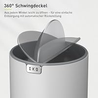 EKO Mini Tischmülleimer mit Schwingdeckel, 1,5 Liter Kosmetikeimer, kleiner Schreibtisch-Mülleimer, runder Tischabfalleimer für Büro, Bad, Schreibtisch, Schlafzimmer (Grau) – Ansicht 7