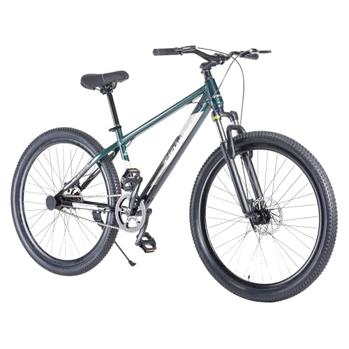 Image of FitTrip Dominator 27.5T MTB Cycle for Men Without Gear with Zoom Lockout Suspension & Clarks Dual Disk Brakes | Dual Tone Paintjob | Cycle Single Speed | Zero Maintenance (British Racing Green)