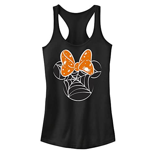 Disney Mickey & Friends Halloween Minnie Spider Web Logo Juniors Racerback Tank, Black, XX-Large