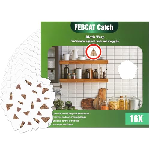 FEBCAT Catch Trampas Polillas Alimentos En Forma De Flor 16 Piezas, Potente Antipolillas para La Protección De Alimentos(20 * 20cm), Antipolillas Pegajosa Eficaz En La Cocina