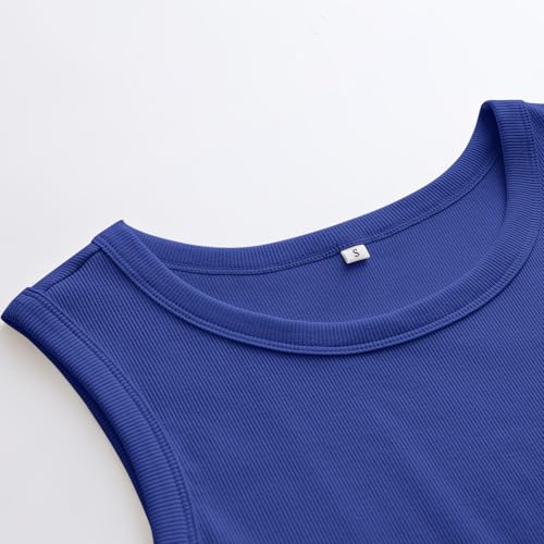 Image of ANRABESS Womens Sleeveless High Neck Tank Tops Fashion Summer Casual Basic Slim Fit Ribbed Racerback Top Shirt Clothes