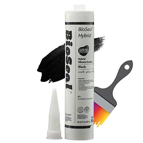 Image of Black Paintable Hybrid BioSeal Silicone Sealant Caulk Paintable Waterproof 10.1 oz Black Caulking Silicone Adhesion for RV /Auto /Metal /Glass for Leak Sealing - Pack of 1