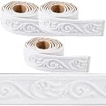 CRASPIRE 266 x 2in Crown Molding Peel and Stick Foam White Self Adhesive Flexible Trim 3D Sticky Vintage Decorative Wallpaper Border Wall Edging Foam Baseboard Mirror Border Wall Lines Hotel DIY Decor