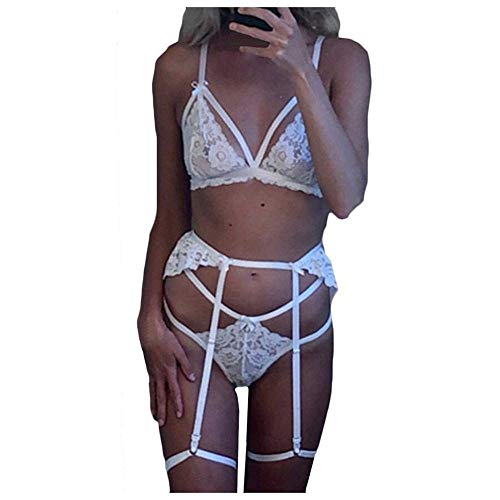 Dentelle soutien-gorge culotte string jarretière blanc XXL idée cadeau