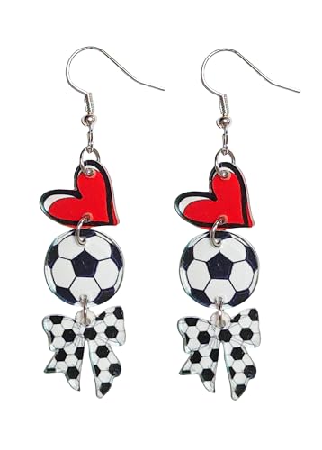 Cute Sport Ball Dangle Drop Earrings Love Heart Helmet Bowknot Tennis Football Baseball Basketball Volleyball Soccer Dangling Earrings for Women Sport Jewelry Gifts