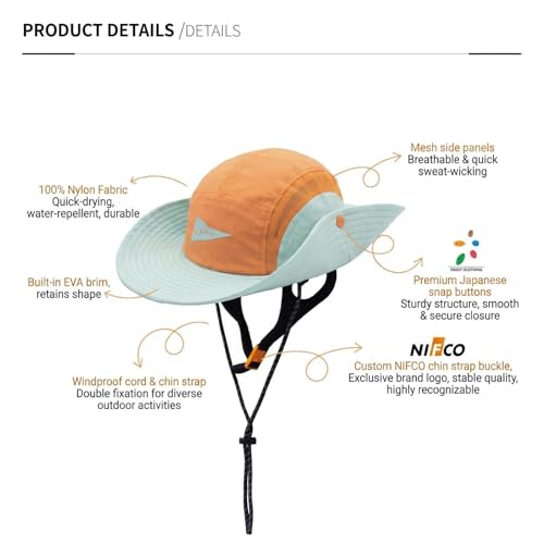 Image of Color-Blocked Fisherman Style Sun Hat for Outdoor Camping, Surfing & Vacations - Wide Brim, UV Protective, Anti-Slip