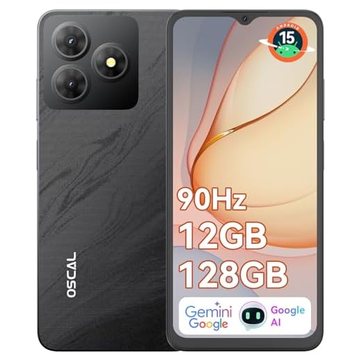 OSCAL Flat 2 Handy Ohne Vertrag, Android 15, 12GB+128GB/2TB TF Handy Günstig, 6.56'' HD+ 90Hz Smartphone Ohne Vertrag, 13MP+8MP, 5000mAh, Dual SIM/OTG/GPS/Fingerabdruck/Gemini AI/2 Jahre Garantie