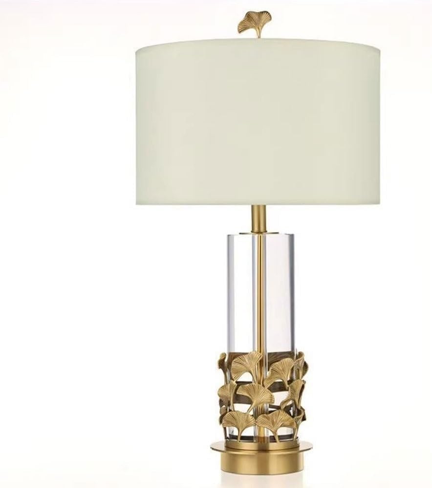 DFAEEKIYO Table Lamps Ginkgo Solid Crystal Desk Lamp Light Luxury Bedroom Bedside Simple Living Room Decorative