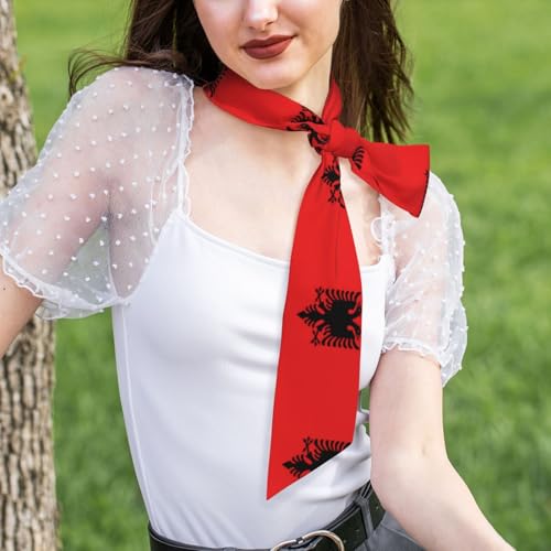 Albanian flag Prints Women's headscarf satin hair scarf clothing accessories4