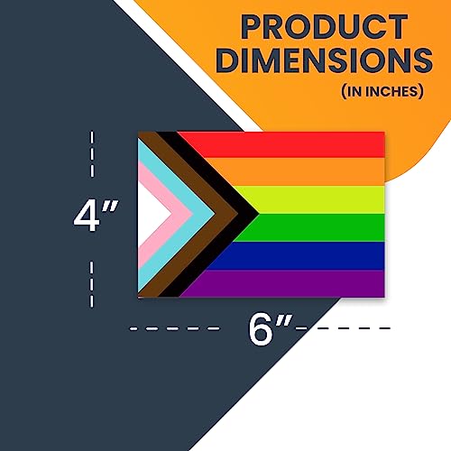 Image of Magnet Me Up Gay Pride Progress Rainbow Flag Magnet Decal, 4x6 Inches, Heavy Duty Automotive Magnet for Car Truck SUV, in Support of LGBTQ