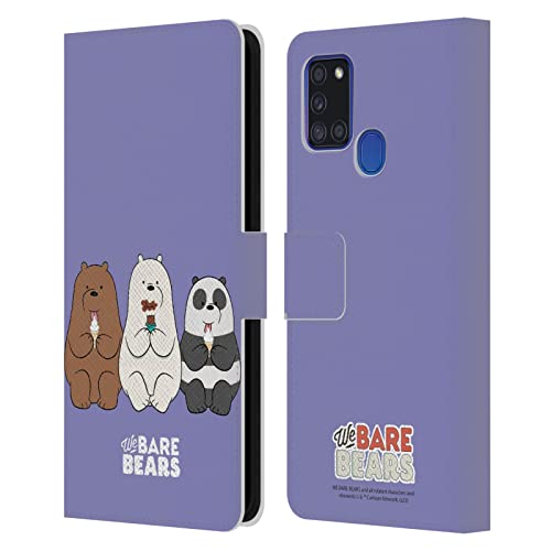 Protection Samsung A21s We Bare Bears finition cuir soignée et compartiments billets élégants