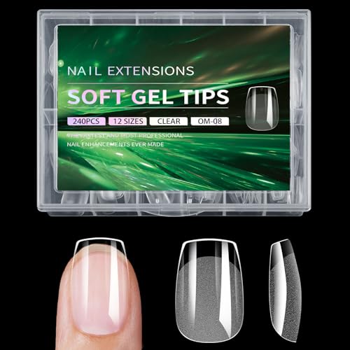 Juego de 240 extensiones de gel transparentes de cobertura completa para manicura con caja de uñas postizas