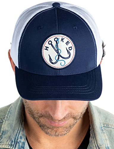 Funky Junque Trucker Mütze Herren & Damen Baseball Cap Snapback Outdoor Patch Mesh Rücken Verstellbare Passform Retro Atmungsaktiv, Mit Haken - Marineblau/Weiß, Einheitsgröße Cover