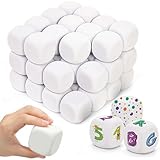 ZEAYEA 48 PCS Blank White Dice, 50MM White EVA Foam Dices, Blank Six Sided Dice Cubes for Painting, Crafting, Art Project, Party Supplies, Home Decorations