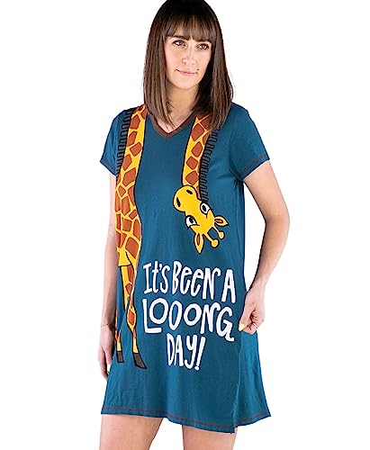 Image of Lazy One Women's Novelty Nightshirt - Funny Cotton Nightgown, Cute V-neck Sleep Shirts, Women's Sleepwear