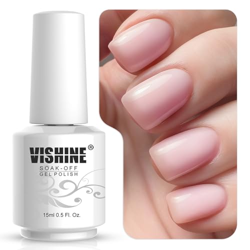 Vishine 15ml Crystal Jelly Sheer Pink Rose Gel transparente Esmalte de uñas Gel translúcido Soak Off UV LED Gel Esmalte de uñas Color claro DIY Manicure Nail Salon