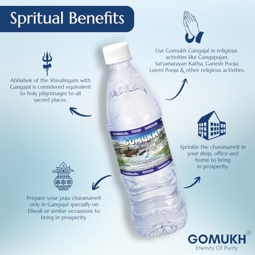 Image of inchGOMUKH inch Gangajal 500ML The Purest Holy Water Directly From Gangotri Valley Approved By Govt. Of Uttrakhand For Puja Purposes 0.5 LTR