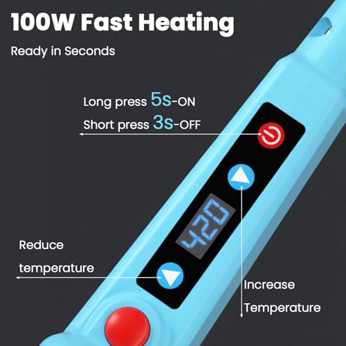 Image of Serplex 100W Digital Soldering Gun with Auto Wire Feeder, LCD Temperature Control 200-650C, Fast Heating Electric Soldering Iron Pen for Electronics Repair (EU Plug)