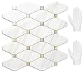 STICKGOO 10 Sheets Peel and Stick Backsplash, Polished Dolomite PVC Mixed Metal Gold Kitchen Backsplash, Stick on Backsplash Wall Tiles for Kitchen, Bathroom, RV