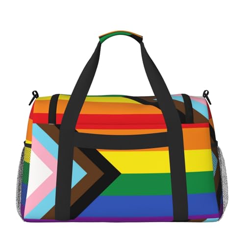 Progress Pride Lgbt Gay Pride Travel Duffle Bag – Large Capacity