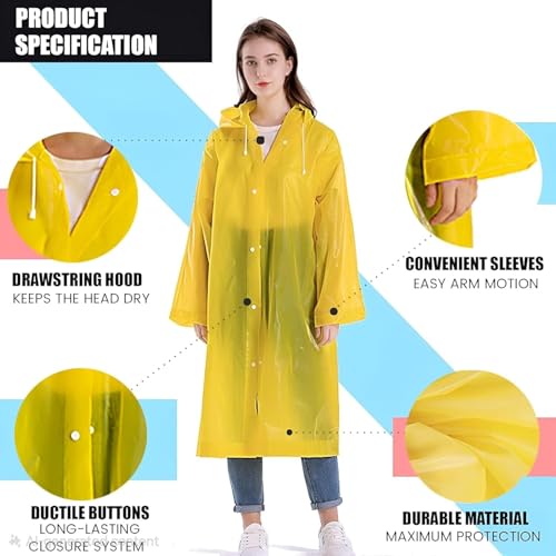 Image of Waterproof Rain Coat Hooded Universal Outdoor Water Resistant Portable Suit for Men,Women Boys & Girls (Universal Size,Multicolor, Unit Count 1)