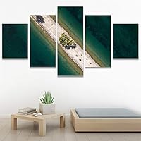 SIGNWIN 5 Panel Canvas Wall Art Beach Blue Coastal Cool Photography Relax/Calm for Home Decorations Ready to Hang - 60