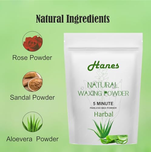 Image of Hanes Women Organics Herbal Wax Powder For Hair Removal-Magic Wax-15 Min Instant Painless Natural Waxing Powder All Types Of Hair Skin Hands Legs Underarms Bikini(100 Gm -1 Pack-Alovera)