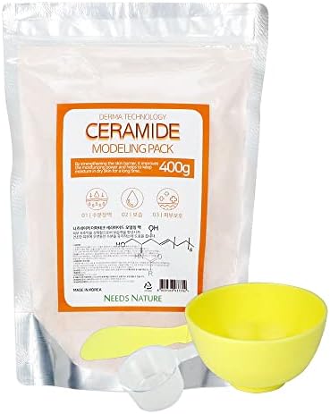 Modeling Mask with Ceramide for Face – NEEDS NATURE | Moisturizing & Barrier Repair Peel-Off Rubber Mask | Korean Skincare | Home Spa Treatment | 400g Powder Pack with Mixing Tools
