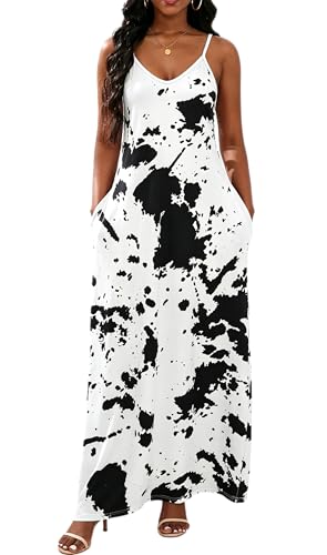 Image of vunahzma Womens Casual Fashion Sleeveless Plus Size Loose Long Sexy Maxi Dress with Pockets