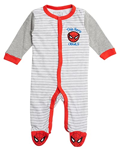 Spiderman Baby Boys' One Piece Sleeper - Footed Baby Pajamas - Baby Boy Clothes - Footie Pajamas (Grey Multi 3 Pack, 24 Months) #TOP3