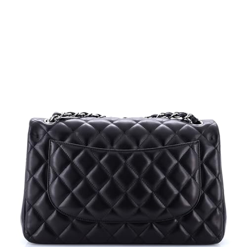 Pre-Loved Classic Double Flap Bag Quilted Lambskin Jumbo, Black3