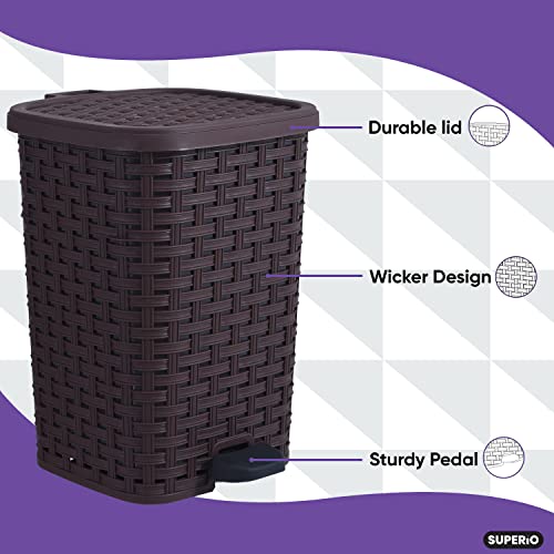 Superio Rattan Style Compact Trash Can, 3.1 Gallon, Brown #TOP3