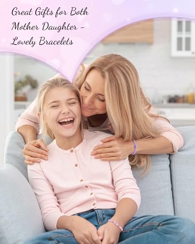 Image of YELUWA 2 Pcs Mother Daughter /Son Bracelets, Mothers Day Gifts, Back to School Gift, First Day of School Gifts, Lovely Charm Bracelets Set Mommy and Me Jewelry with Gift Box Wish Card