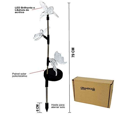 Luminária Solar Jardim PVC beija-flor, Borboleta e Libélula 1382