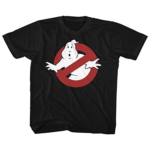 The Real Ghostbusters Kids T-Shirt No Ghost Sign Black Tee, Small