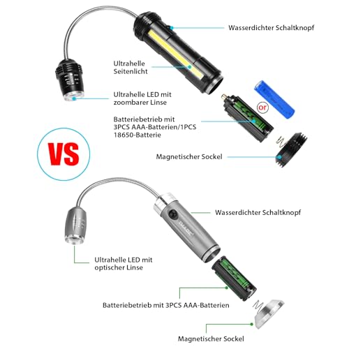 IMAGE Grill Licht 2 Stück magnetische Grilllampe mit Seitenleuchte Grillleuchte batteriebetrieben 360° drehbare LED Beleuchtung für BBQ Picknick Outdoor, Geschenke für Männer Papa Ehemann Vatertag